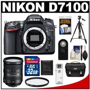 Nikon D7100 Digital SLR Camera Body with 18-200mm VR Lens + 32GB Card + Case + Filter + Remote + Tripod + Accessory Kit