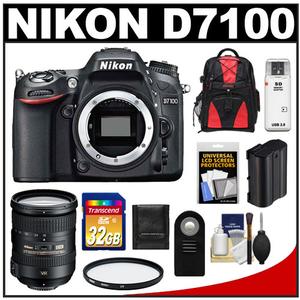 Nikon D7100 Digital SLR Camera Body with 18-200mm VR Lens + 32GB Card + Backpack + Battery + Filter + Accessory Kit