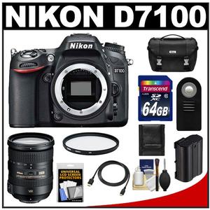 Nikon D7100 Digital SLR Camera Body with 18-200mm VR Lens + 64GB Card + Battery + Case + Remote + Filter + Accessory Kit