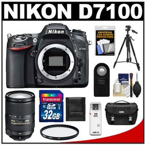 Nikon D7100 Digital SLR Camera Body with 18-300mm VR Lens + 32GB Card + Case + Filter + Remote + Tripod + Accessory Kit