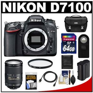 Nikon D7100 Digital SLR Camera Body with 18-300mm VR Lens + 64GB Card + Battery + Case + Remote + Filter + Accessory Kit