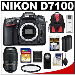 Nikon D7100 Digital SLR Camera Body with 55-300mm VR Lens + 32GB Card + Backpack + Battery + Filter + Accessory Kit