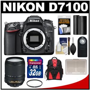 Nikon D7100 Digital SLR Camera Body with 18-140mm VR Lens + 32GB Card + Backpack + Battery + Filter + Remote + Accessory Kit