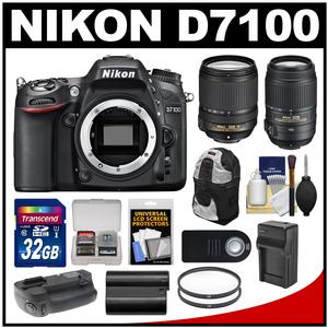 Nikon D7100 Digital SLR Camera Body with 18-140mm & 55-300mm VR Lens + 32GB Card + Backpack + Grip + Battery/Charger + Kit