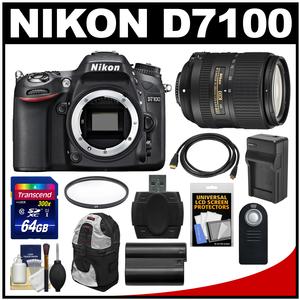 Nikon D7100 Digital SLR Camera Body with 18-300mm VR Zoom Lens + 64GB Card + Backpack + Battery/Charger + Kit