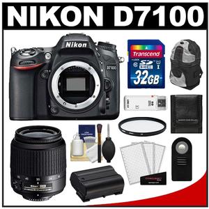 Nikon D7100 Digital SLR Camera Body - Factory Refurbished with 18-55mm VR AF-S Zoom Lens + 32GB Card + Backpack + Battery + Filter + Remote Kit
