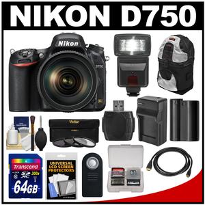 Nikon D750 Digital SLR Camera & 24-120mm f\/4 VR Lens with 64GB Card + Battery & Charger + Backpack + 3 Filters + Flash + Kit Nikon D750 Digital SLR Camera & 24-120mm f\/4 VR Lens with 64GB Card + Battery & Charger + Backpack + 3 Filters + Flash + Kit