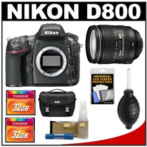 Nikon D800 Digital SLR Camera Body with 24-120mm f/4 G VR AF-S Lens + (2) 32GB Cards + Case + Accessory Kit - Digital Cameras and Accessories - Hip Lens.com