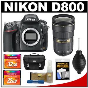 Nikon D800 Digital SLR Camera Body with 24-70mm f/2.8G AF-S ED Lens + (2) 32GB Cards + Case + Accessory Kit - Digital Cameras and Accessories - Hip Lens.com