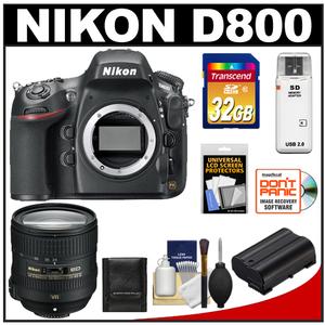 Nikon D800 Digital SLR Camera Body - Factory Refurbished with 24-85mm VR AF-S Lens + 32GB Card + Battery + Accessory Kit