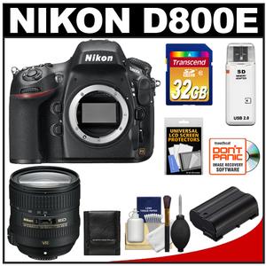 Nikon D800E Digital SLR Camera Body - Factory Refurbished with 24-85mm VR AF-S Lens + 32GB Card + Battery + Accessory Kit