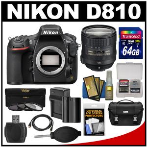 Nikon D810 Digital SLR Camera Body with 24-85mm VR Lens + 64GB Card + Battery + Charger + Case + 3 Filters + Kit
