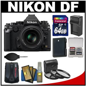 Nikon Df Digital SLR Camera & 50mm f/1.8G Lens (Black) with 64GB Card + Battery & Charger + 3 Filters + GPS Adapter + Accessory Kit