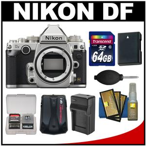 Nikon Df Digital SLR Camera Body (Silver) with 64GB Card + Battery & Charger + GPS Adapter + Accessory Kit
