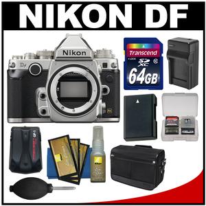 Nikon Df Digital SLR Camera Body (Silver) with 64GB Card + Case + Battery & Charger + GPS Adapter + Accessory Kit