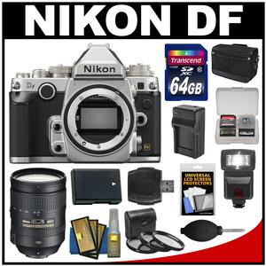 Nikon Df Digital SLR Camera Body (Silver) with 28-300mm VR Lens + 64GB Card + Case + Flash + Battery & Charger + Filters Kit