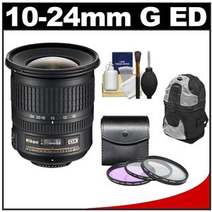 Nikon 10-24mm f/3.5-4.5 G DX AF-S ED Zoom-Nikkor Lens with Backpack + 3 UV/FLD/CPL Filters + Cleaning Kit - Digital Cameras and Accessories - Hip Lens.com