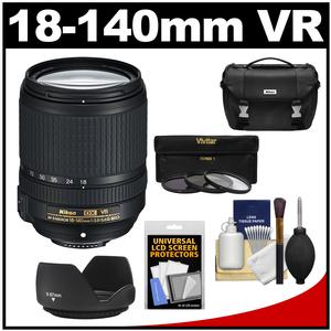 Nikon 18-140mm f/3.5-5.6G VR DX ED AF-S Nikkor-Zoom Lens with Case + 3 UV/CPL/ND8 Filters + Hood + Accessory Kit