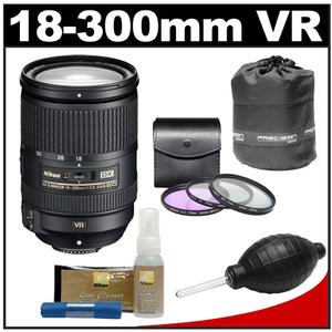 Nikon 18-300mm f/3.5-5.6G VR DX ED AF-S Nikkor-Zoom Lens with 3 (UV/FLD/CPL) Filters + Lens Pouch + Accessory Kit - Digital Cameras and Accessories - Hip Lens.com