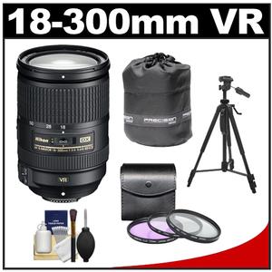 Nikon 18-300mm f/3.5-5.6G VR DX ED AF-S Nikkor-Zoom Lens with 3 (UV/FLD/CPL) Filters + Lens Pouch + Tripod + Accessory Kit - Digital Cameras and Accessories - Hip Lens.com