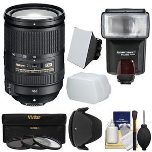 Nikon 18-300mm f/3.5-5.6G VR DX ED AF-S Nikkor-Zoom Lens with 3 Filters + Hood + Flash & 2 Diffusers + Kit