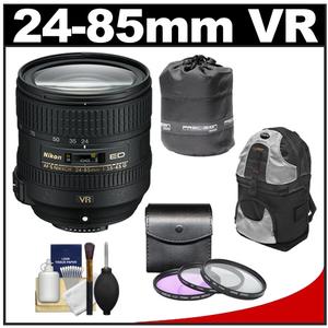 Nikon 24-85mm f/3.5-4.5G VR ED AF-S Nikkor-Zoom Lens with 3 (UV/FLD/CPL) Filters + Backpack Case + Accessory Kit - Digital Cameras and Accessories - Hip Lens.com