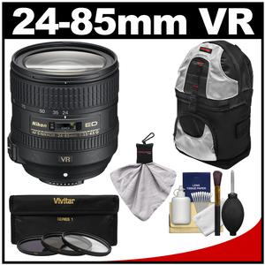 Nikon 24-85mm f/3.5-4.5G VR ED AF-S Nikkor-Zoom Lens with 3 UV/CPL/ND8 Filters + Sling Backpack + Kit
