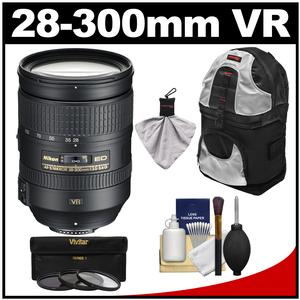 Nikon 28-300mm f/3.5-5.6 G VR AF-S ED Zoom-Nikkor Lens with 3 UV/CPL/ND8 Filters + Sling Backpack + Kit