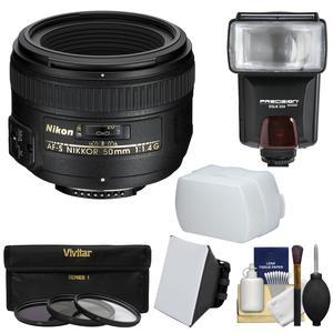 Nikon 50mm f/1.4G AF-S Nikkor Lens with 3 Filters + Flash & 2 Diffusers + Kit