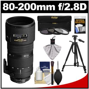 Nikon 80-200mm f/2.8D ED AF Zoom-Nikkor Lens with 3 UV/CPL/ND8 Filters + Tripod & Accessory Kit