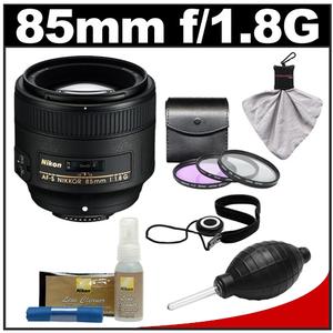 Nikon 85mm f/1.8G AF-S Nikkor Lens with 3 (UV/FLD/PL) Filters + Cleaning Kit - Digital Cameras and Accessories - Hip Lens.com