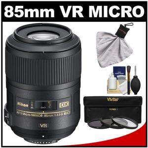 Nikon 85mm f/3.5 G VR AF-S DX ED Micro-Nikkor Lens with 3 UV/CPL/ND8 Filters + Kit