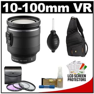 Nikon 1 10-100mm f/4.5-5.6 VR Nikkor PD-Zoom Lens (Black) with Case + 3-Piece UV/FLD/CPL Filter Set + Cleaning & Accessory Kit - Digital Cameras and Accessories - Hip Lens.com