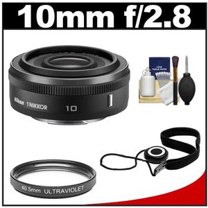 Nikon 1 10mm f/2.8 Nikkor Lens (Black) with UV Filter + Cleaning & Accessory Kit - Digital Cameras and Accessories - Hip Lens.com