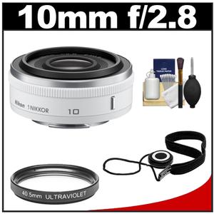 Nikon 1 10mm f/2.8 Nikkor Lens (White) with UV Filter + Cleaning & Accessory Kit - Digital Cameras and Accessories - Hip Lens.com