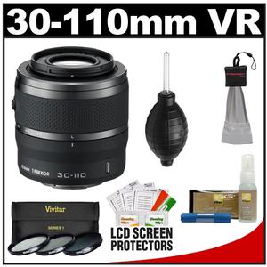 Nikon 1 30-110mm f/3.8-5.6 VR Nikkor Lens (Black) with 3 UV/CPL/ND8 Filters + Cleaning & Accessory Kit - Digital Cameras and Accessories - Hip Lens.com
