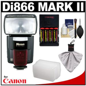 Nissin Digital Speedlite Di866 Mark II Flash (for Canon EOS E-TTL) with Batteries & Charger + Flash Diffuser + Accessory Kit - Digital Cameras and Accessories - Hip Lens.com