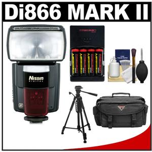 Nissin Digital Speedlite Di866 Mark II Flash (for Canon EOS E-TTL) with Batteries & Charger + Case + Tripod + Cleaning Kit - Digital Cameras and Accessories - Hip Lens.com