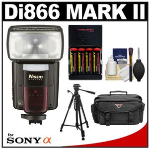 Nissin Digital Speedlite Di866 Mark II Flash (for Sony ADI/P-TTL) with Batteries & Charger + Case + Tripod + Cleaning Kit - Digital Cameras and Accessories - Hip Lens.com