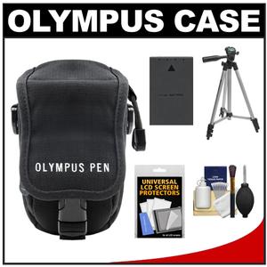 Olympus Casual Style Canvas PEN Digital Camera Case (Black) with Battery + Tripod + Accessory Kit - Digital Cameras and Accessories - Hip Lens.com