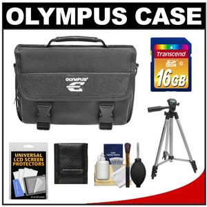Olympus E-System Micro 4/3 Digital SLR Camera Case - Gadget Bag (Black) with 16GB Card + Tripod + Accessory Kit