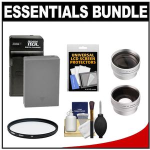 Essentials Bundle for Olympus OM-D EM-1 EM-5 II PEN-F Digital Camera & 14-42mm Zoom Lens with BLN-1 Battery & Charger + Filter + Wide-Angle & Telephoto Lenses + Accessory Kit