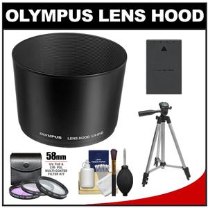 Olympus LH-61D Lens Hood for 40-150mm Micro 4/3 Lens with (3) UV/FLD/CPL Filters + Tripod + BLS-1/BLS-5 Battery + Cleaning Kit - Digital Cameras and Accessories - Hip Lens.com