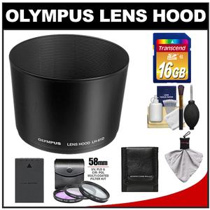 Olympus LH-61D Lens Hood for 40-150mm Micro 4/3 Lens with 16GB Card + BLS-1/BLS-5 Battery + (3) UV/FLD/CPL Filters + Accessory Kit - Digital Cameras and Accessories - Hip Lens.com