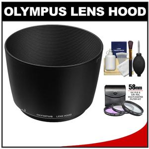 Olympus LH-61E Lens Hood for 70-300mm 4/3 & 75-300mm Micro 4/3 Lens with (3) UV/FLD/CPL Filters + Cleaning Kit - Digital Cameras and Accessories - Hip Lens.com