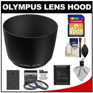 Olympus LH-61E Lens Hood for 70-300mm 4/3 & 75-300mm Micro 4/3 Lens with 16GB Card + BLS-1/BLS-5 Battery + (3) UV/FLD/CPL Filters + Accessory Kit - Digital Cameras and Accessories - Hip Lens.com