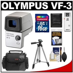 Olympus PEN VF-3 Electronic Viewfinder for Micro Four Thirds Digital Cameras (Silver) with 16GB SD Card + BLS-1/BLS-5 Battery + Case + Tripod + Cleaning Accesso - Digital Cameras and Accessories - Hip Lens.com
