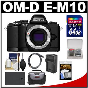 Olympus OM-D E-M10 Micro 4/3 Digital Camera Body (Black) with 64GB Card + Case + Battery & Charger + Kit