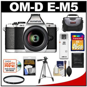 Olympus OM-D E-M5 Micro 4/3 Digital Camera & 12-50mm Lens (Silver/Black) with 16GB Card + Case + Filter + Tripod + Accessory Kit - Digital Cameras and Accessories - Hip Lens.com