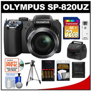 Olympus Stylus SP-820UZ iHS Digital Camera (Black) with 32GB Card + Case + Batteries & Charger + Tripod + Accessory Kit